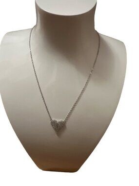 COPY - Silver Pave Heart necklace , 925 Sterling, adjustable chain 16-19”